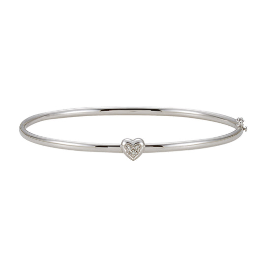 14K White .03 CTW Diamond Bangle Bracelet