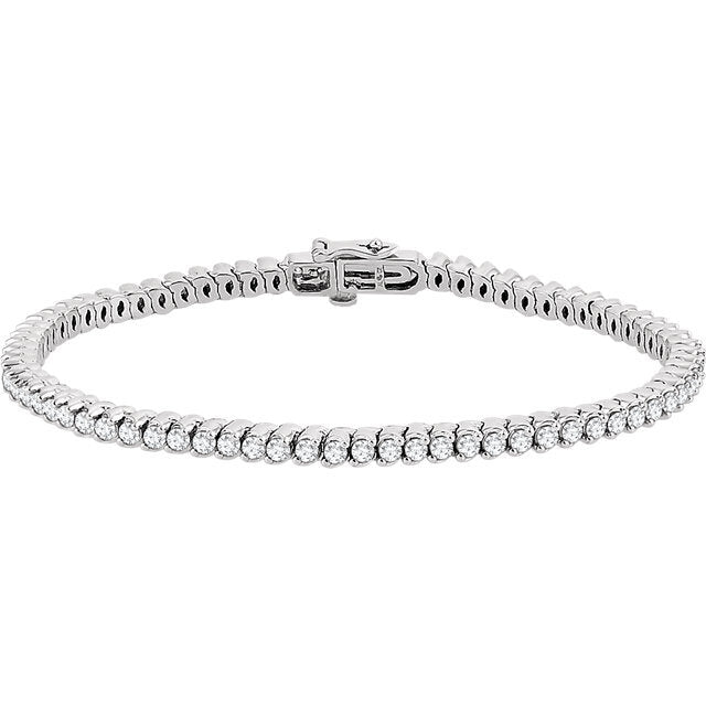 14k White Diamond Line Bracelet 2 3/4 CTW Diamond 7 Inch Line Bracelet