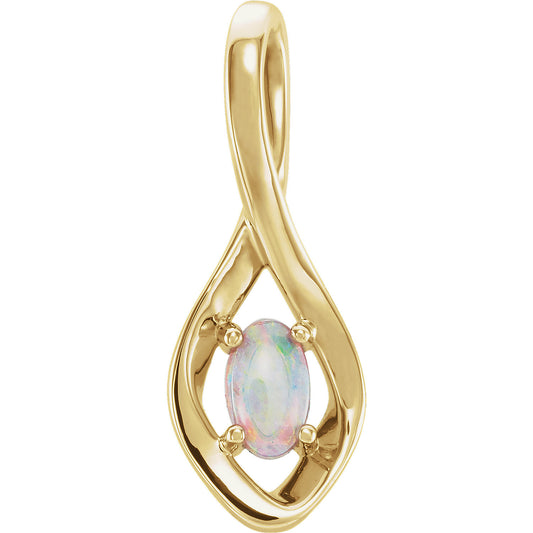 14K Yellow  Australian  Opal Freeform Pendant