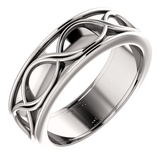 14K White Infinity-Inspired Wedding Band