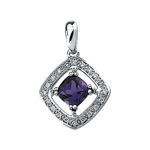 14K White Amethyst & 1/10 CTW Diamond Pendant