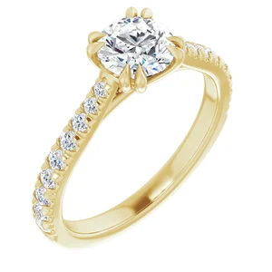 18K Yellow 6 mm Round Engagement Ring