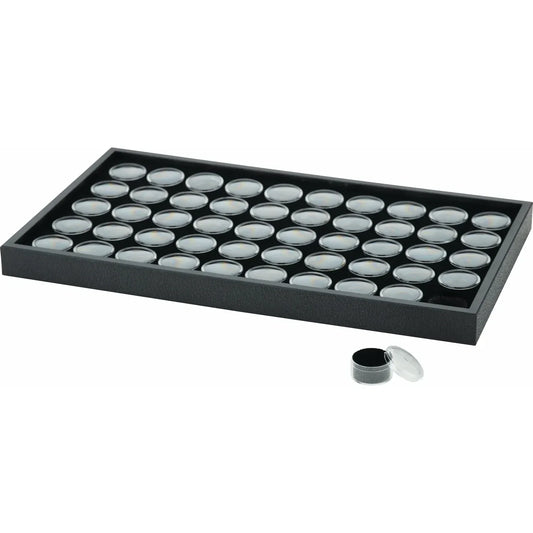 Black Acrylic & Paper Tray with 50 Gem Jars