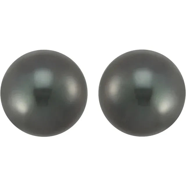 8 mm Pair Round/Near Round Undrilled A Medium Gray Tahitian Cultured Pearls (N)