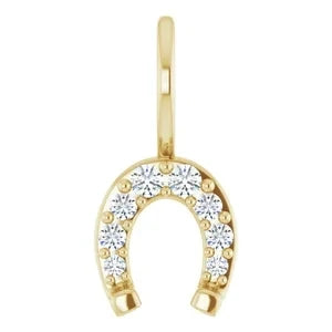 14K Yellow 1/8 CTW Natural Diamond Horseshoe Pendant