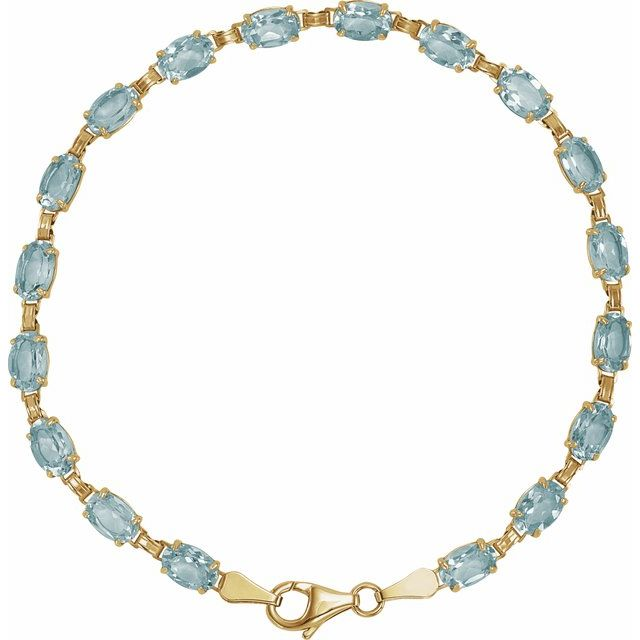 14K Yellow Natural Sky Blue Topaz 7.25" Bracelet