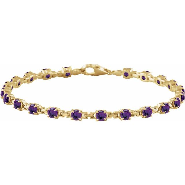 14K Yellow Natural Amethyst 7 1/4" Line Bracelet